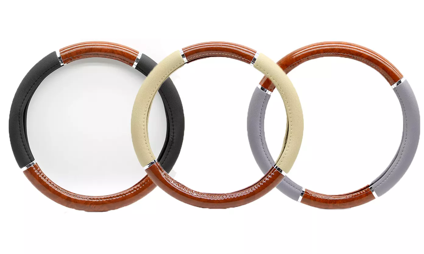 Woodgrain Steering Wheel Cover - Primary Image
