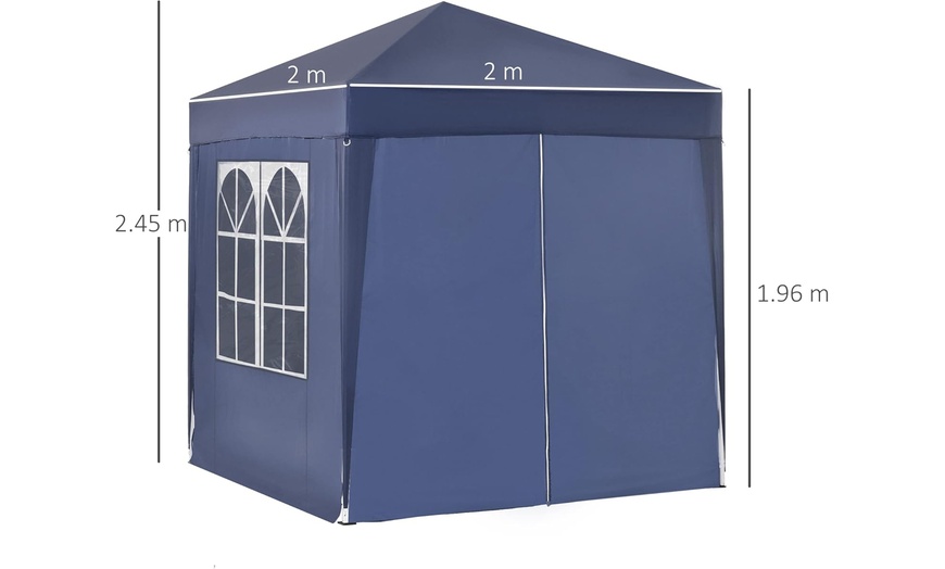 Image 19: Outsunny Pop-Up Gazebo 2m x 2m with Side Panels in Blue, Black, Green