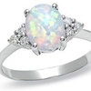 Image 2: Fire Oval Opal Cushion Cut Engagement Ring For Women Girls Birthday Gift