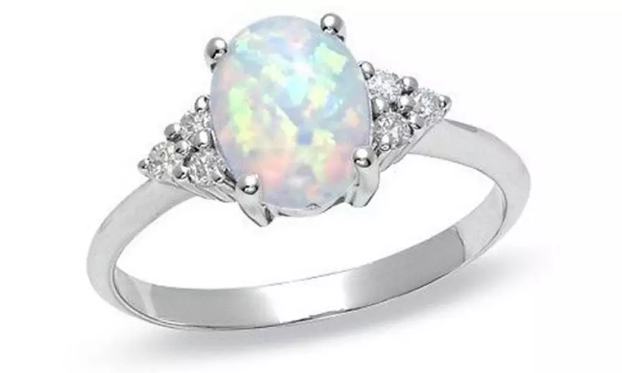 Fire Oval Opal Cushion Cut Engagement Ring For Women Girls Birthday Gift