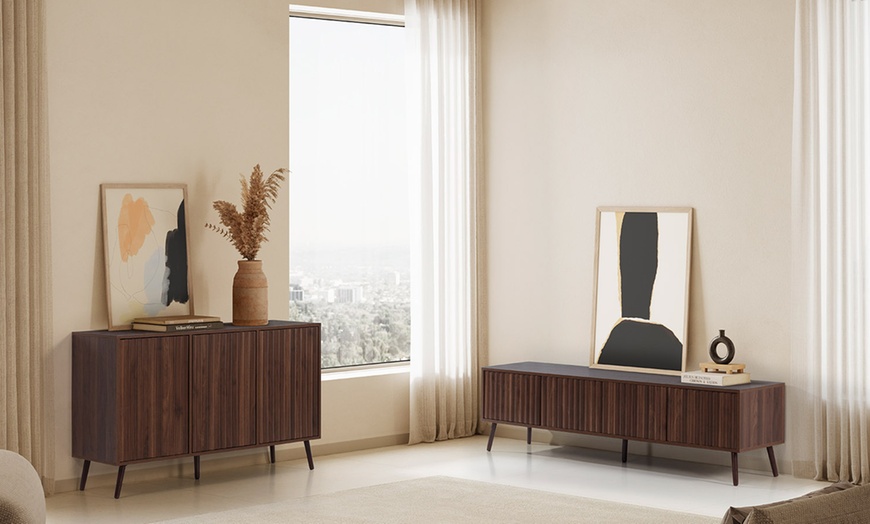 Image 20: Buffet Lluvia à 3 portes effet scié et design minimaliste