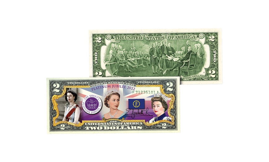 Image 3: Queen Elizabeth II "Platinum Jubilee" Genuine U.S. Legal Tender 2 Dollar Bill