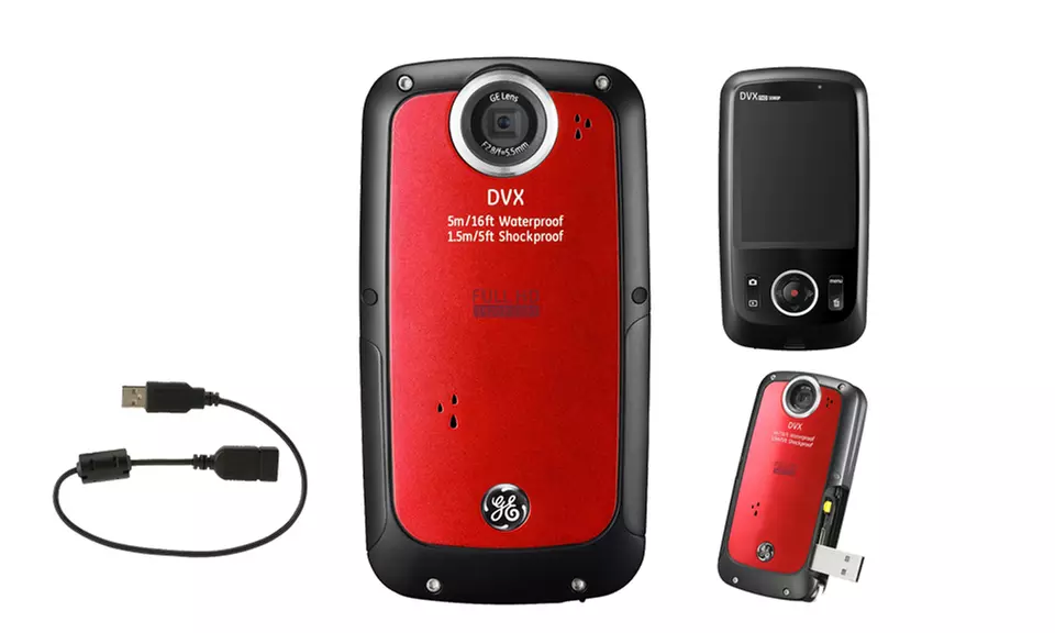 GE DVX Waterproof and Shockproof 5MP 1080p Pocket Video Camera with 4x Digital Zoom - Second Medium