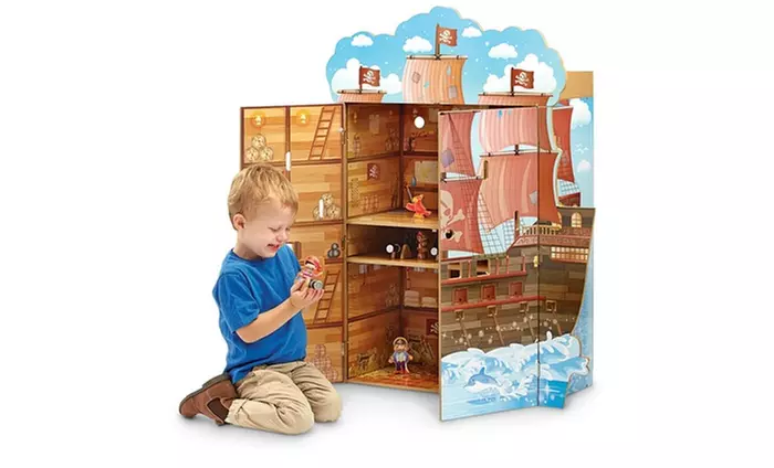 Teamson Pirate Boat Wooden Playhouse with Figurines - Primary Image