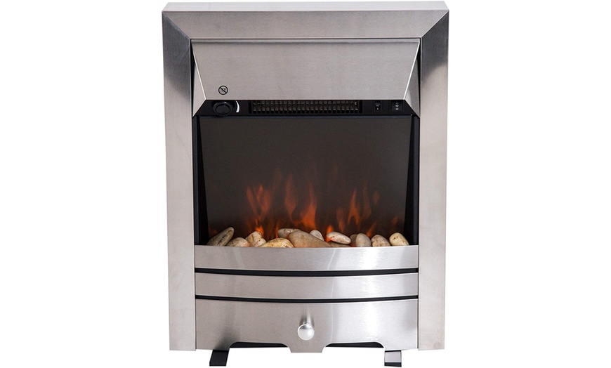 Image 5: Homcom Stainless Steel Electric Fireplace