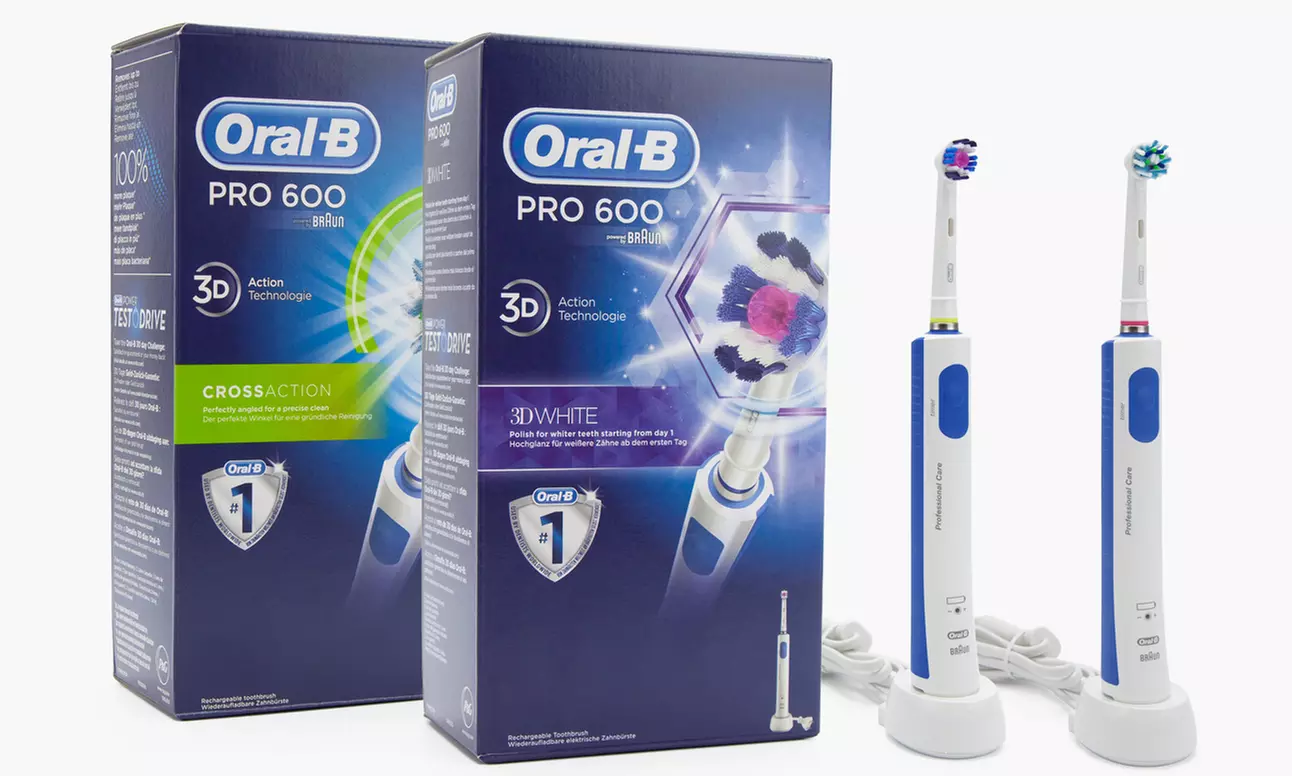 Brosse à dents électrique Oral-B PRO 600 Cross Action ou 3D White - Primary Image