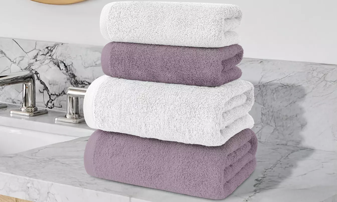 Set di 4 asciugamani da bagno in cotone