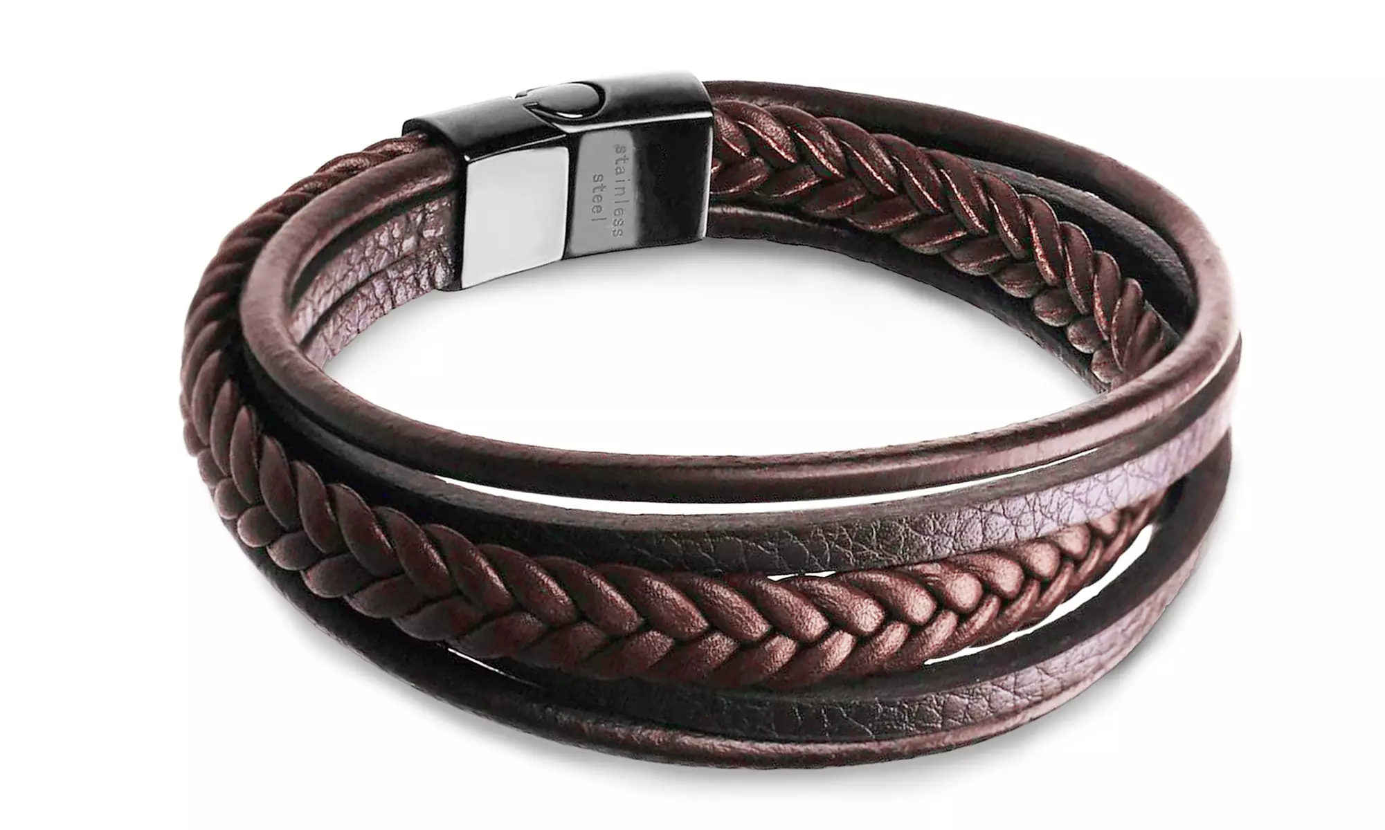 Men's Leather Bracelet with Magnetic Clasp