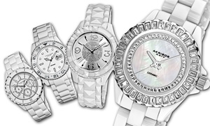 Akribos XXIV White Ceramic Watches for Men and Women