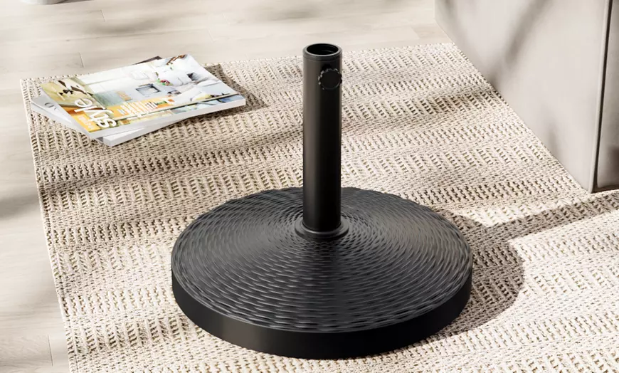 Image 22: Large 3m Black Rotating Outdoor Parasol with Multiple Base Styles