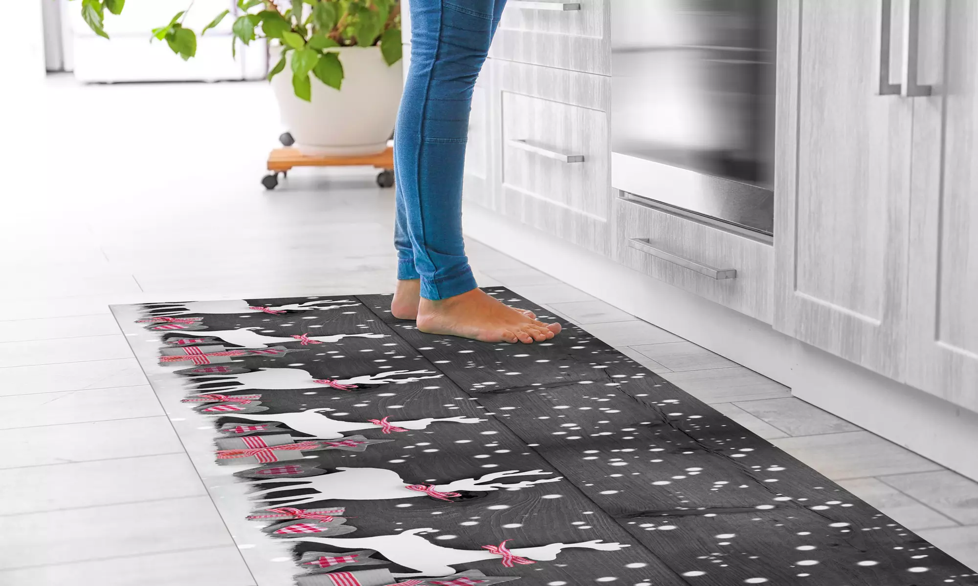 Antislip keukentapijt met kerstpatroon