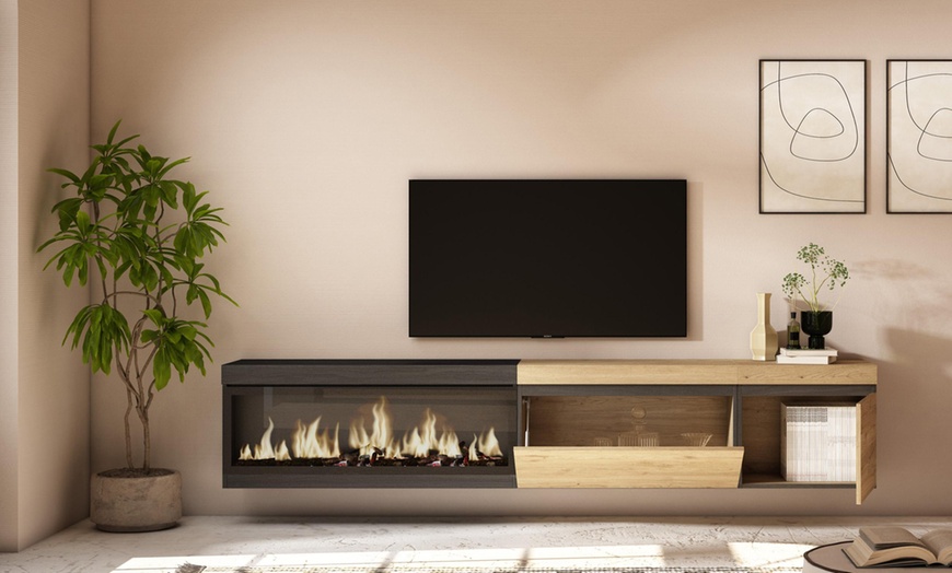 Image 9: Meuble TV suspendu avec grande capacité de rangement  