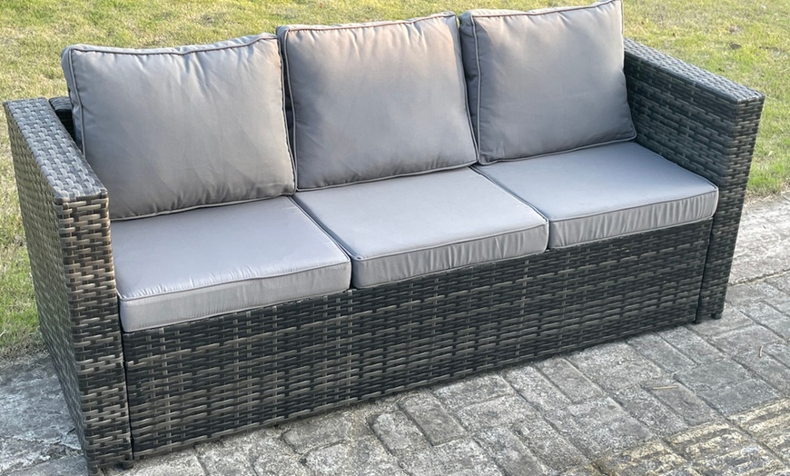 Image 2: Fimous U-Shaped Weather-Resistant Rattan-Effect Dining Set