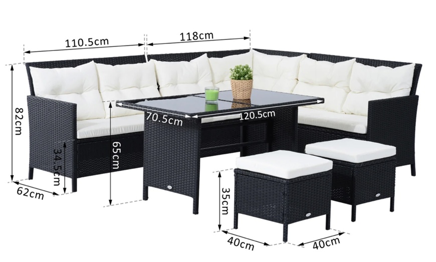 Image 8: Outsunny 8 Seater Rattan Effect Garden Dining Set with Table