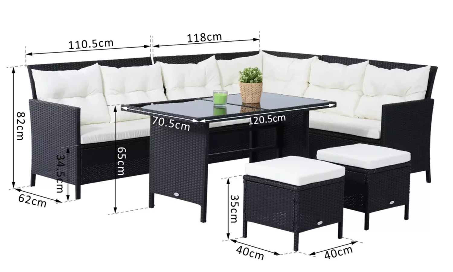 Outsunny 8 Seater Rattan Effect Garden Dining Set with Table