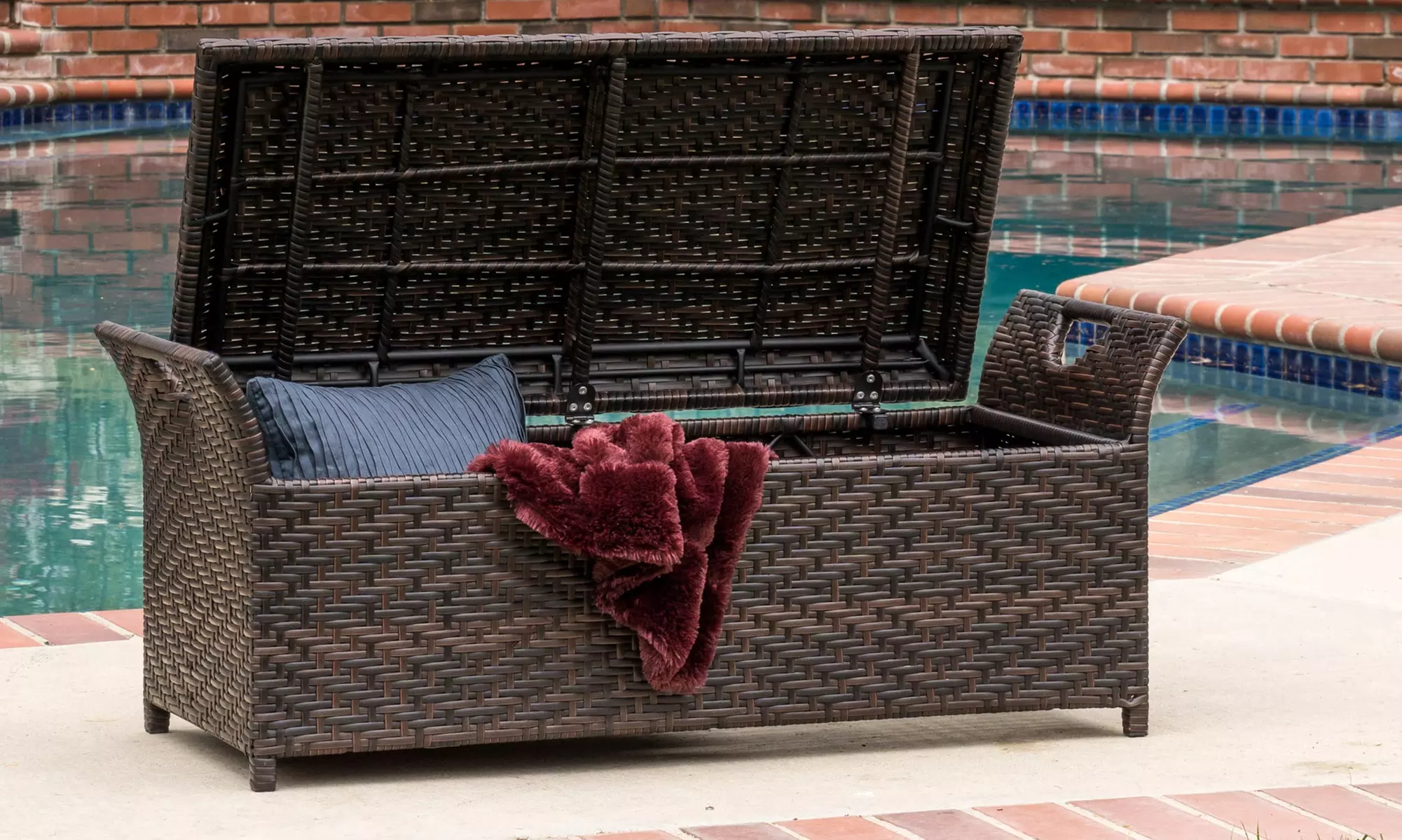 Wicker Outdoor Storage Bench - Primary Image