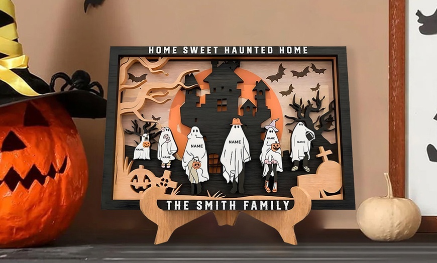 Image 2: Personalisierbares Familien-Schild im Halloween-Design
