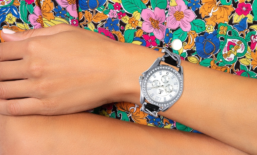 Image 4: Reloj analógico elegante con diamantes y cristales de SC Crystal