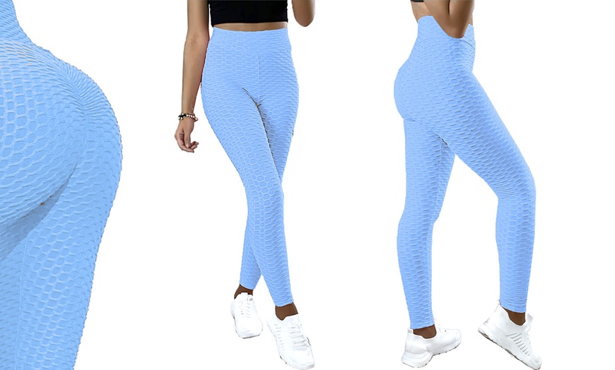 Image 11: Honeycomb Textured High Waist Leggings