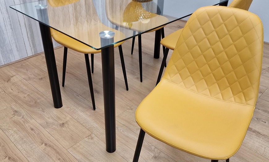 Image 14: Glass Dining Table Set with Chair Options