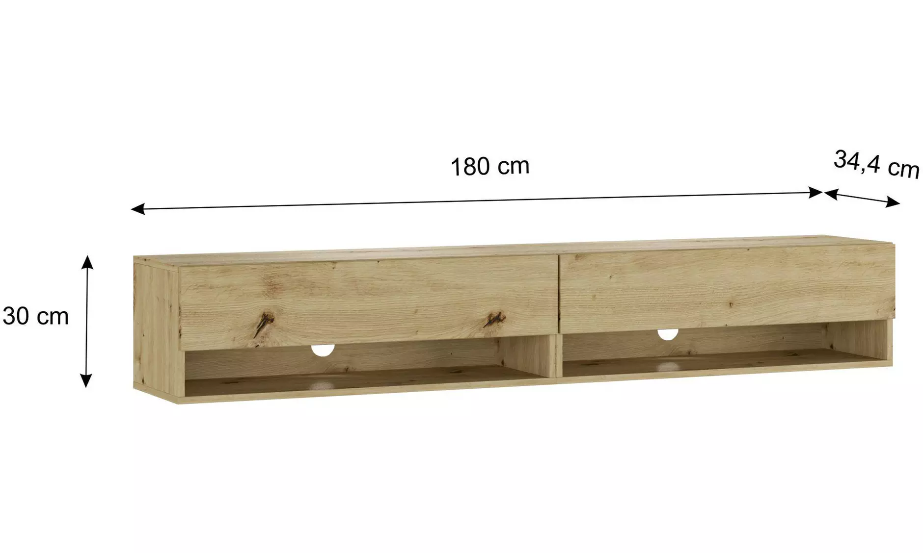 Meuble TV suspendu en chêne ou noir