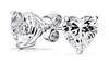 Sterling Silver Heart 8mm 4.00 Carat Total Weight CZ  Stud Earrings