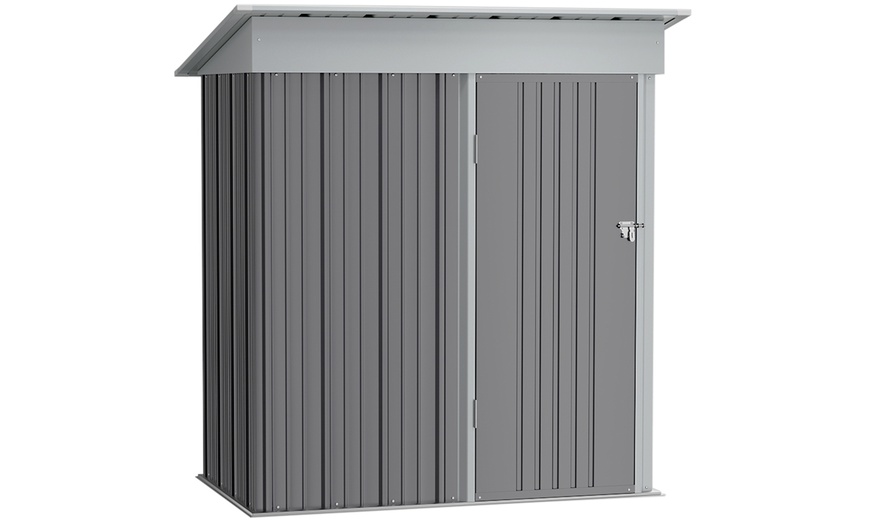 Image 10: Heavy-Duty Lockable Metal Garden Shed with Sloped Roof
