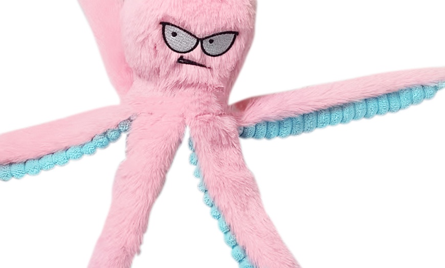 Image 6: Plush Squeaky Octopus Dog Toy