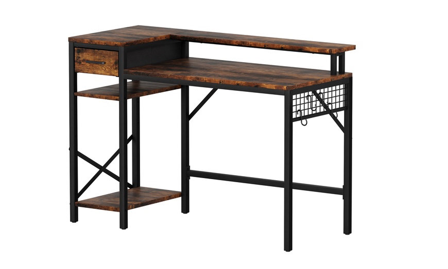 Image 11: Four-Tier Computer Desk PC Laptop Desk Home Office Writing Study Desk