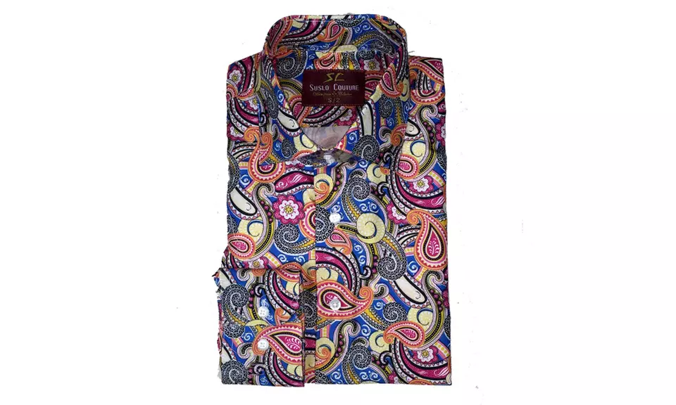 Suslo Couture Modern-Fit Paisley Shirts - Second Medium