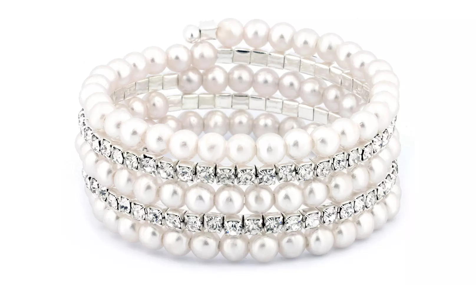 Crystal and Faux Pearl Multi-Row Bracelet Made with Swarovski Elements - Primary Image