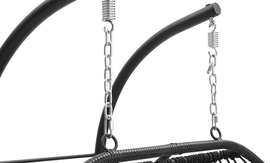 Image 43: Outdoor Cosy Rattan-Effect Hanging Egg Chair with Cushion