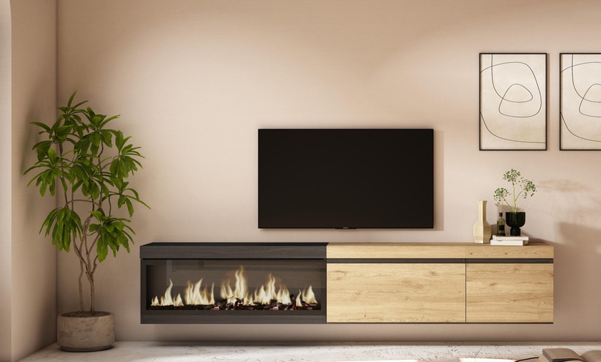 Image 10: Meuble TV suspendu avec grande capacité de rangement  