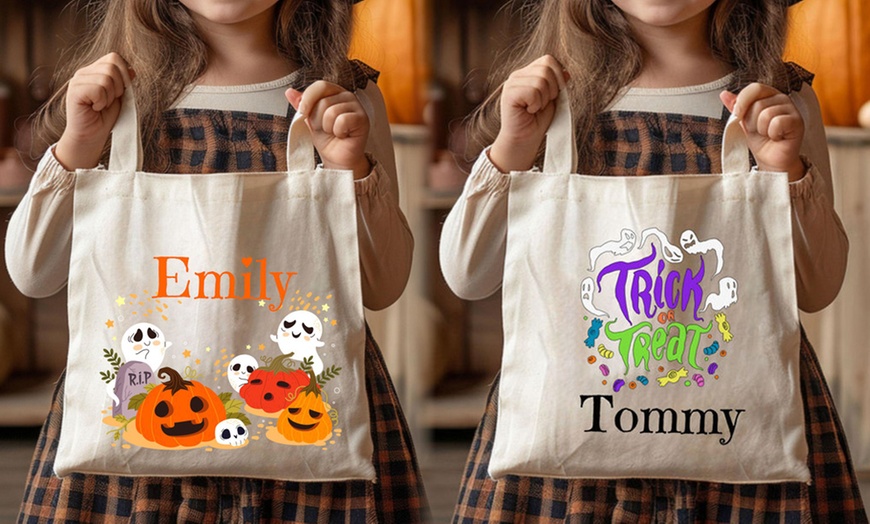 Image 7: Personalisierbarer Sammel-Korb oder Tasche im Halloween-Design
