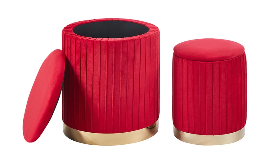 Image 23: Coppia di pouf contenitori in velluto