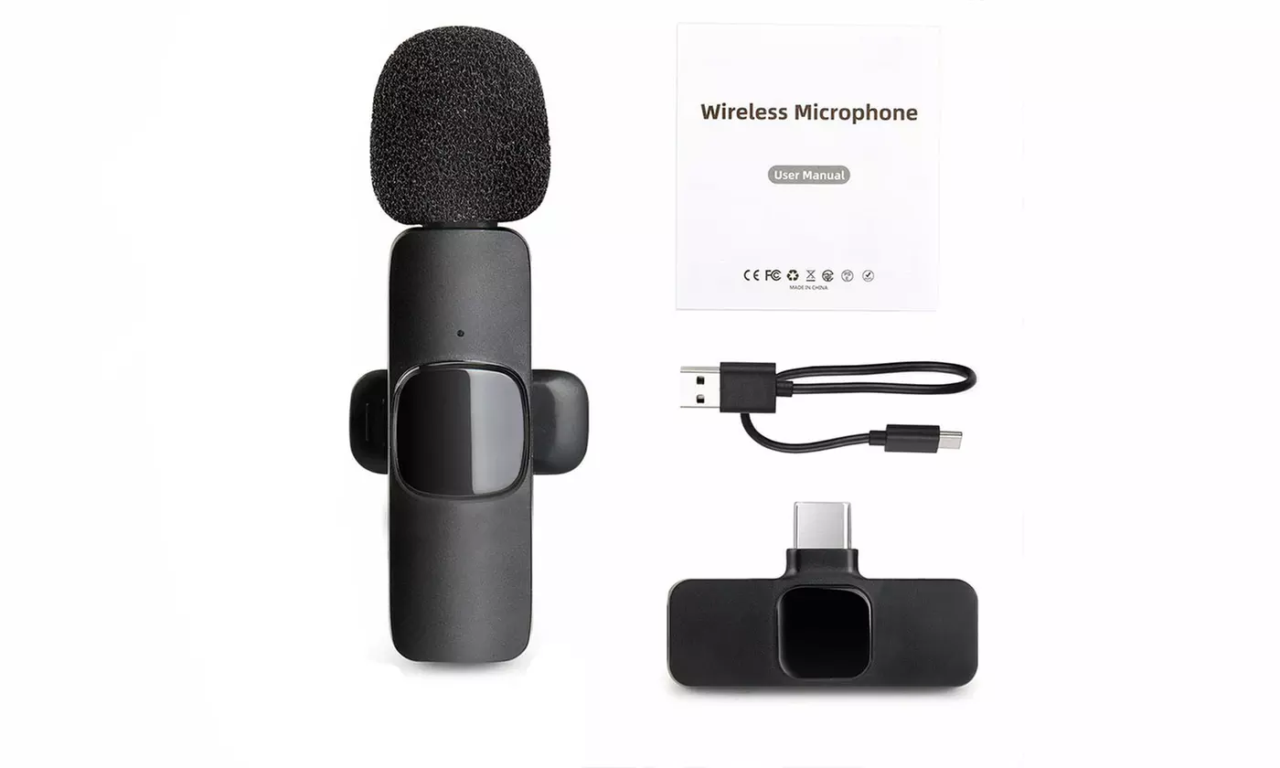 Cordless Lavalier Lapel Omnidirectional Condenser Recording Microphone for Phone