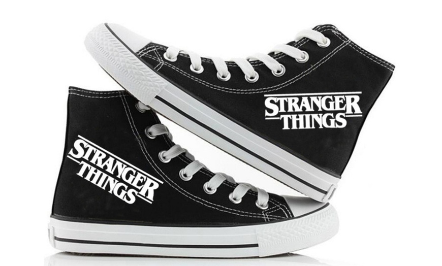 Image 2: Stranger Things Inspired Glow-in-the-Dark High-Top Trainers