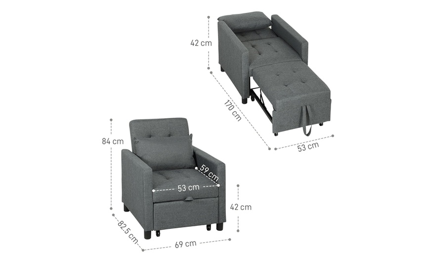 Image 11: HOMCOM 3-In-1 Chair Bed