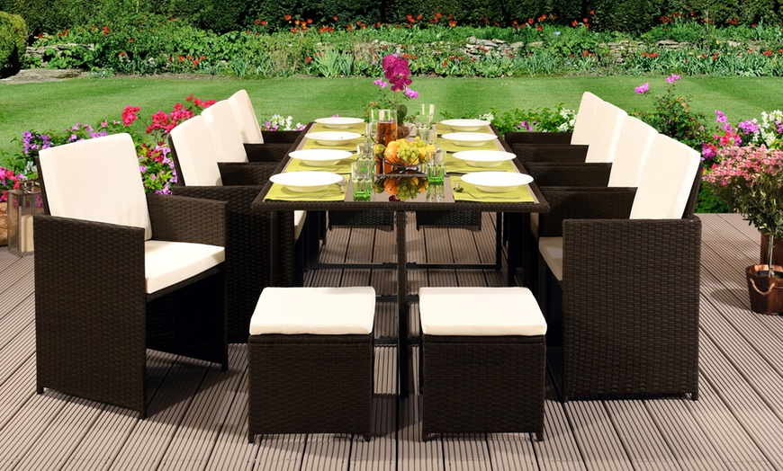 Image 12: 9, 11 or 13 Piece High Back Rattan Effect Cube Dining Set
