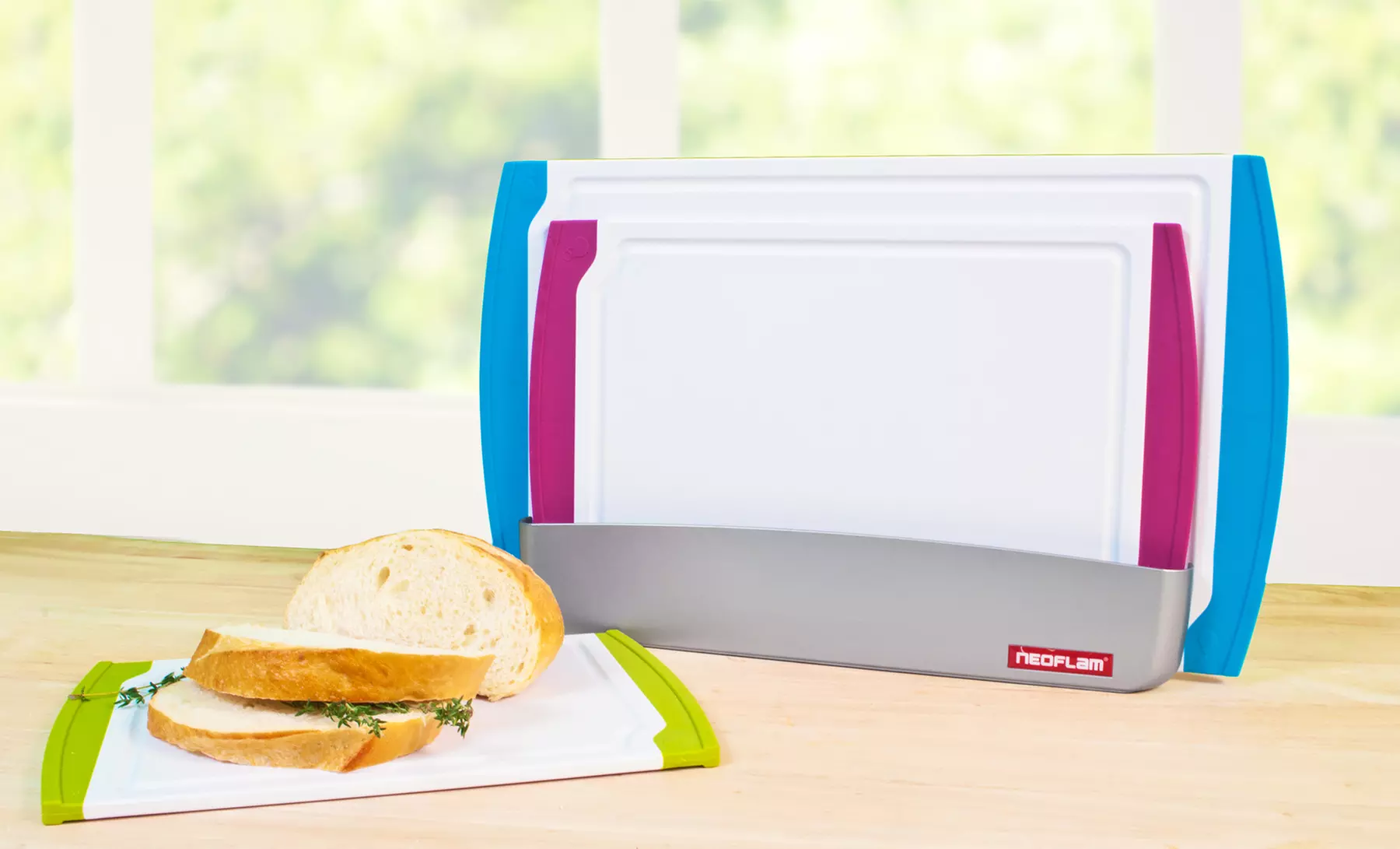 Neoflam Color-Coded Cutting Board Set with Organizer. - Second Medium