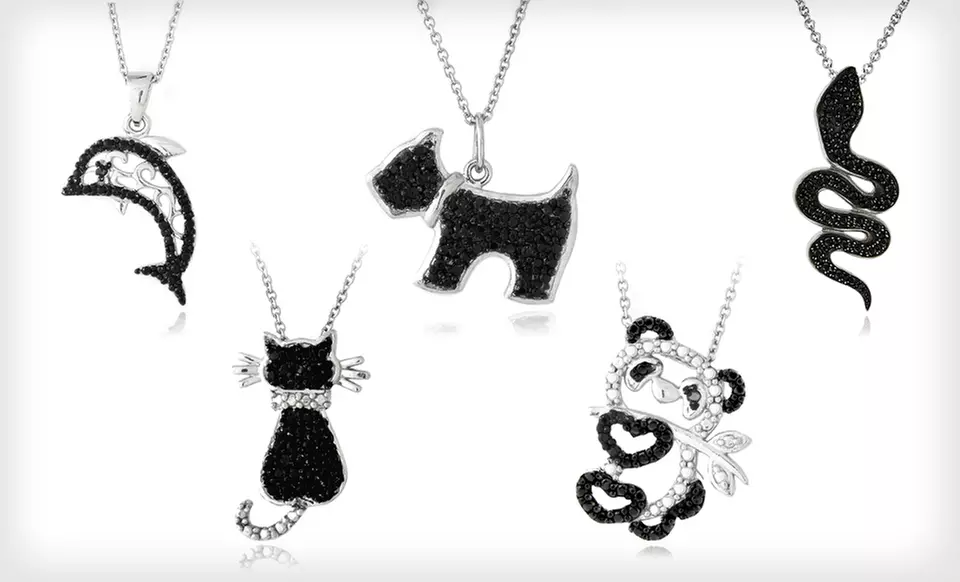 $8.99 for a Black-Diamond-Accented Animal Pendant ($80 List Price). 11 Styles Available. - Primary Image