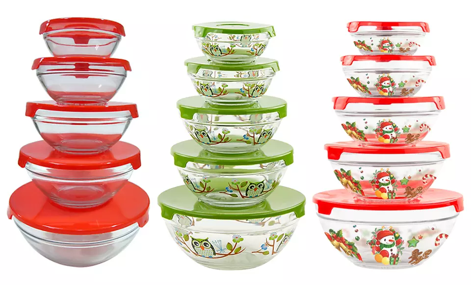 5-Piece Glass Storage Bowl Set with Lids - Primary Image