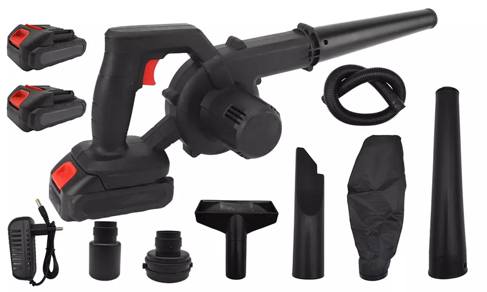 Electrische blower en stofzuiger in één