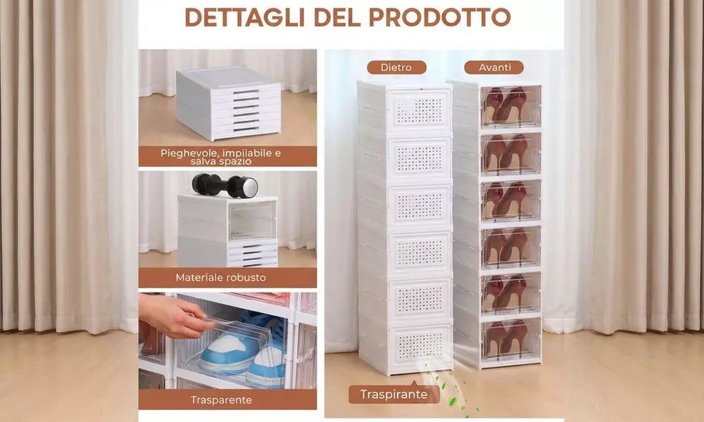 6 stapelbare Schuhboxen