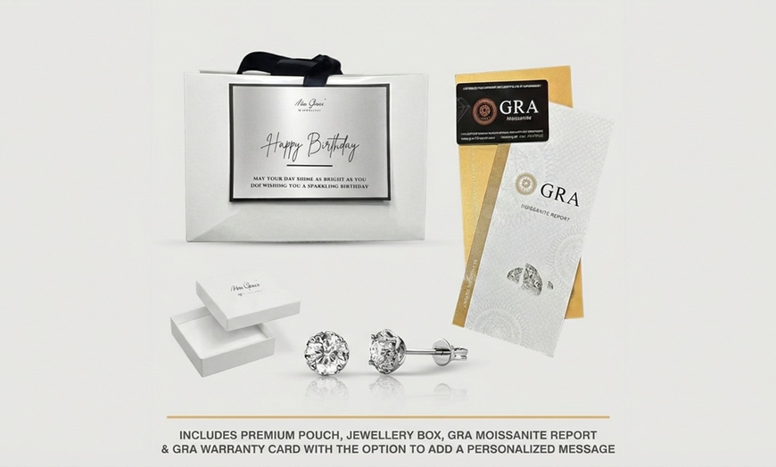 Image 5: MGJ™ 0.5ct Moissanite Stud Earrings, D Color and VVS1 Clarity