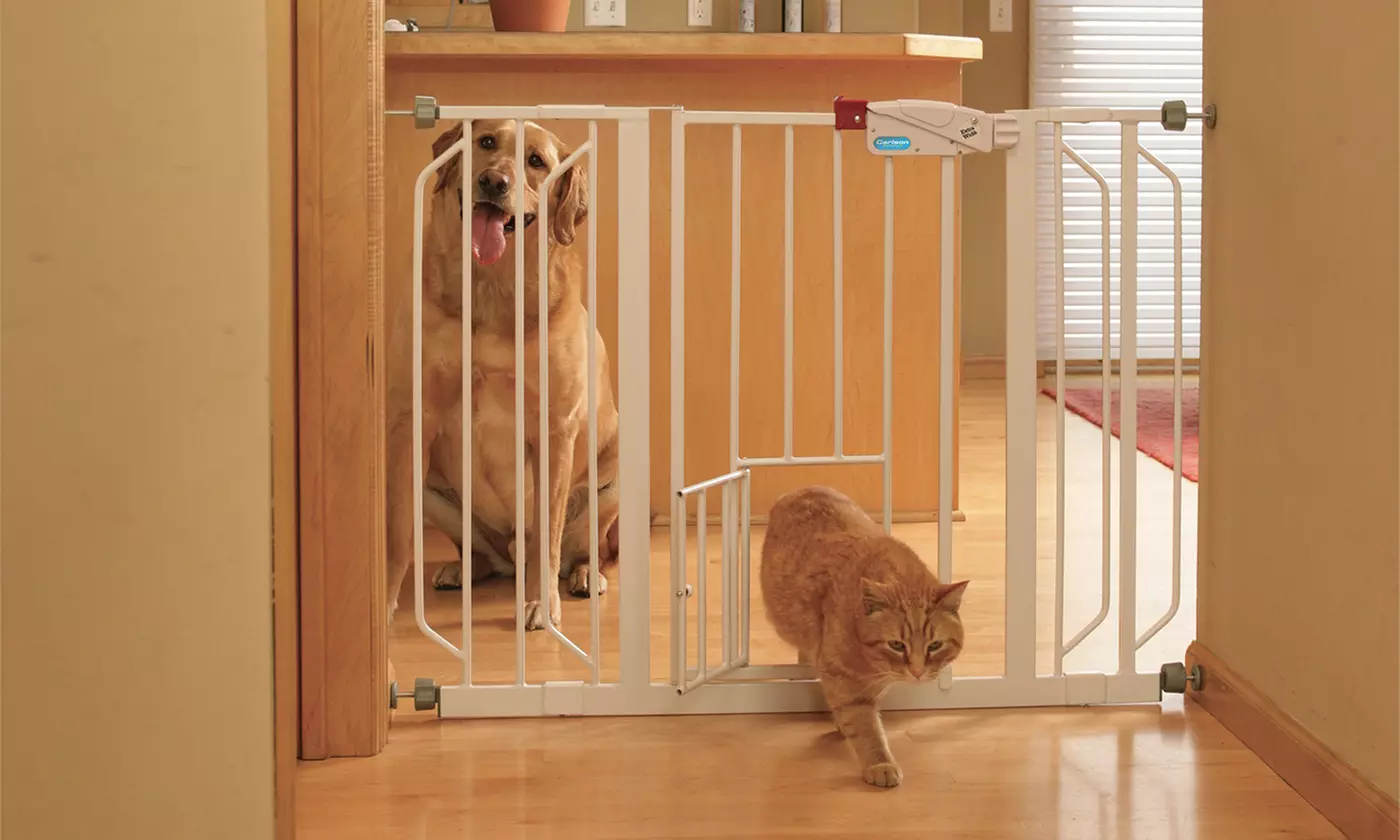 Walk-Through Pet Gate with a Small Swing Door   - Second Medium