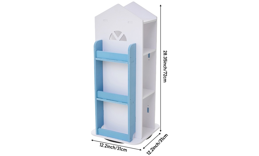 Image 7: 4-Tier Freestanding Rotating Children's Bookshelf