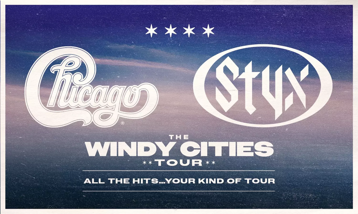 Chicago & Styx: The Windy Cities Tour – All The Hits…Your Kind of Tour on August 2 at 7 p.m.