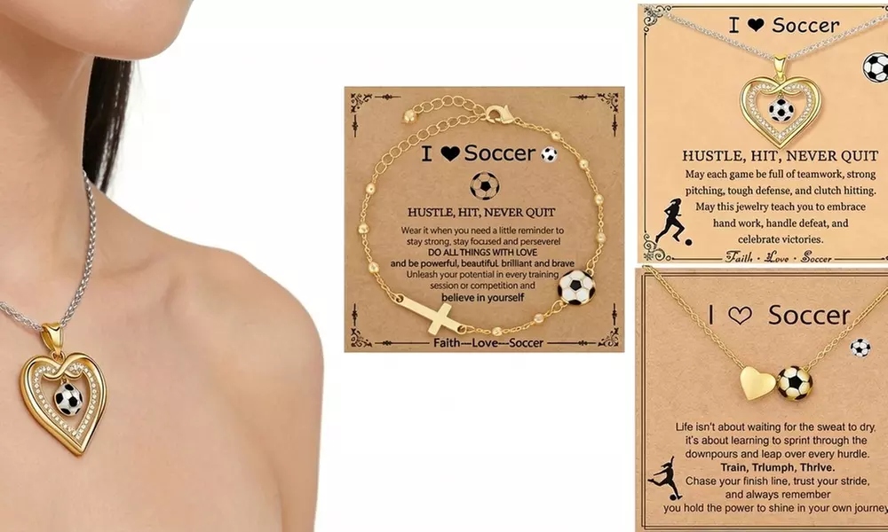 Fußball-inspiriertes Schmuck-Set aus 1 Halskette und 1 Armband