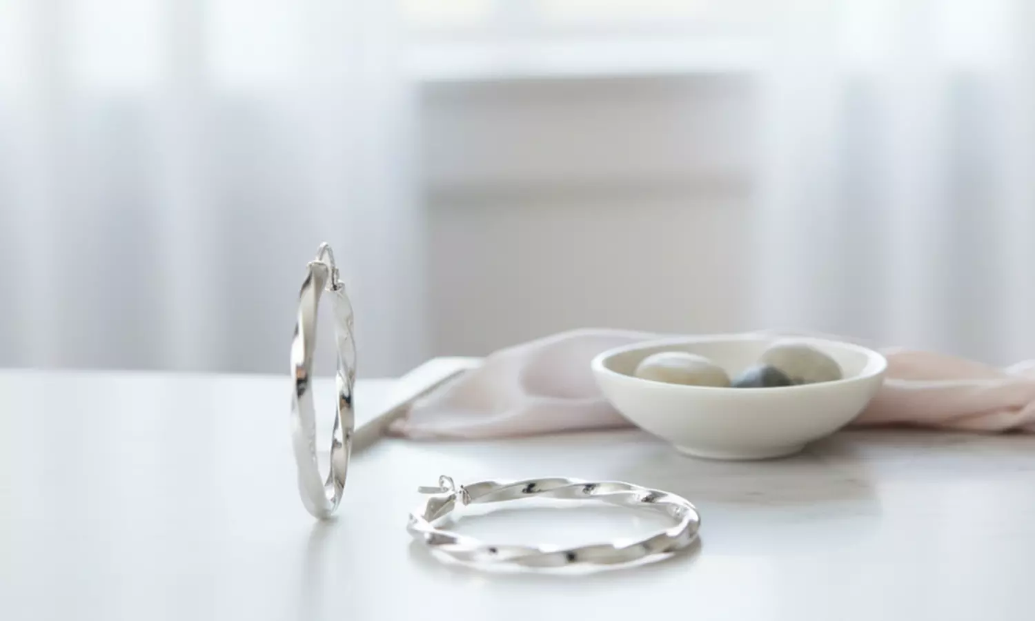 Sterling Silver 2mm Twist Round Hoop Earrings, 30mm